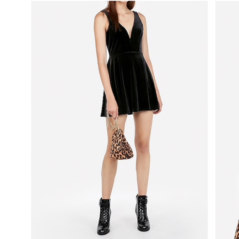 Express Velvet Deep V Dress